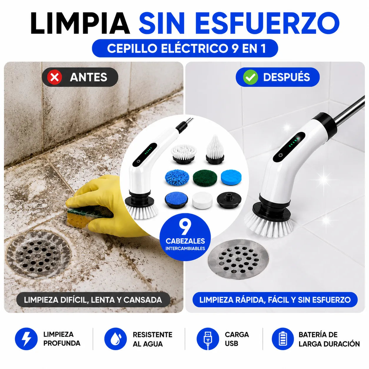 Cepillo Electrico Limpieza 9 en 1